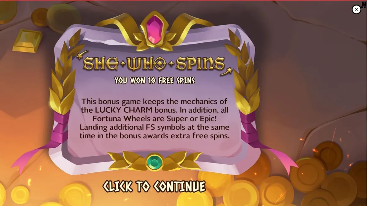 Tampilan visual slot Rise of Fortuna dengan tema Dewi Fortuna dan elemen emas klasik